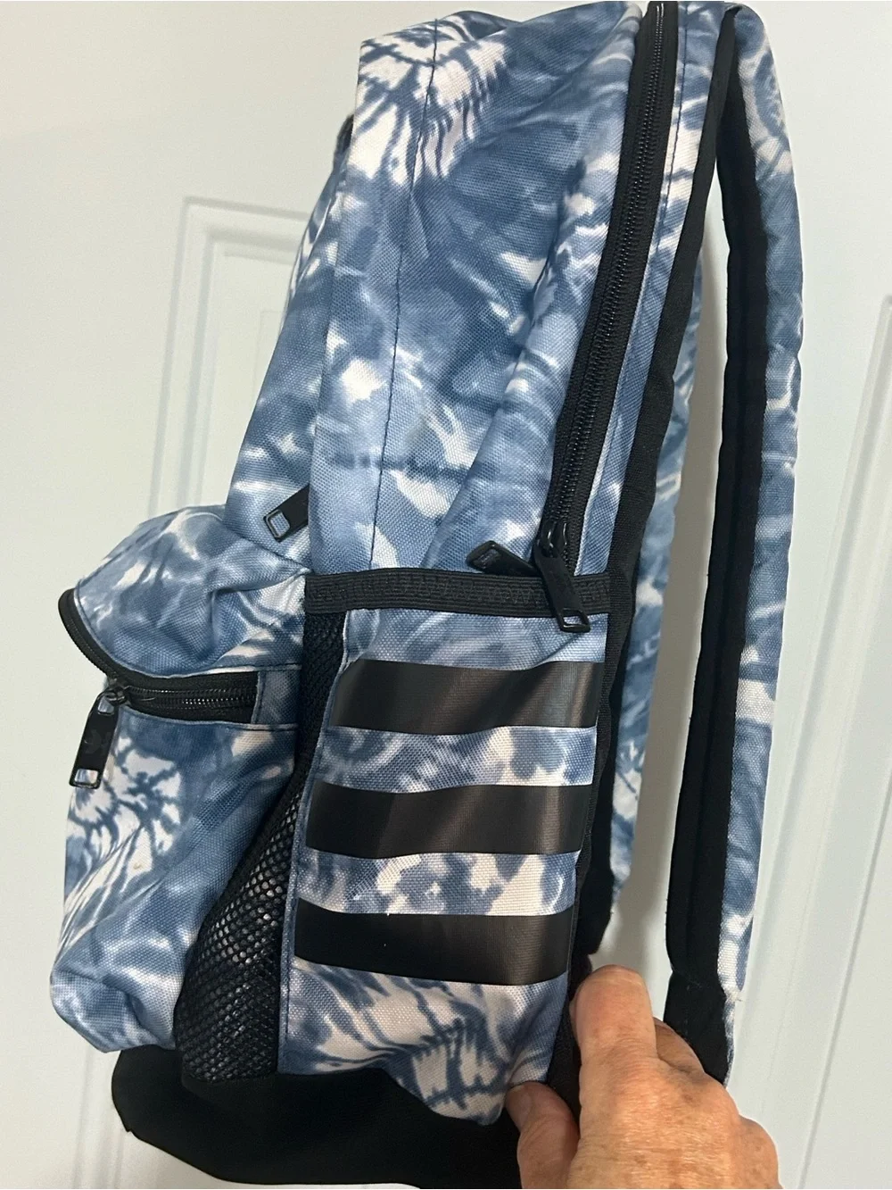 adidas Blue and White Tie-Dye Kids Backpack